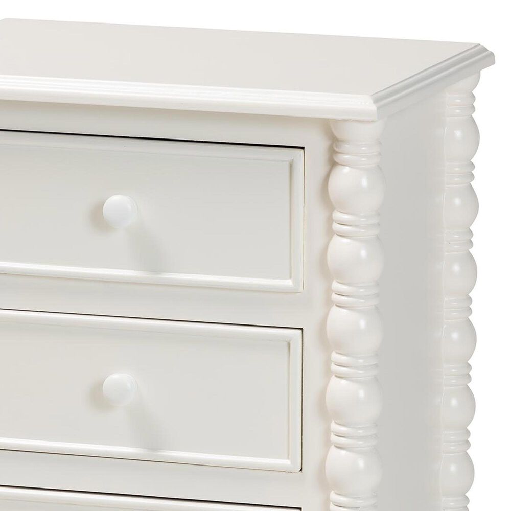 Baxton Studio Malinda 3-Drawer End Table with Spindle Legs in White, , large