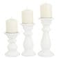 Maple and Jade 6", 8", 10" Turned Style Pillar Decorative Candle Holder in White (Set of 3), , large