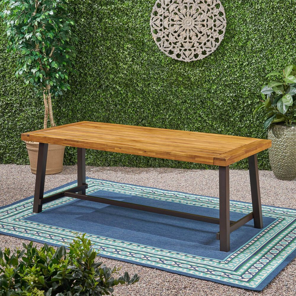 Noble House Carlisle Patio Dining Table in Sandblast Teak Brown, , large
