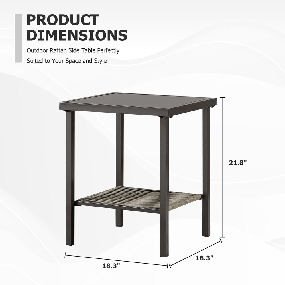 Sunwell Garden Square Patio Side Table in Tan, , large