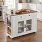 HOMLUX 54" Mobile Kitchen Island with Glass Door Storage in Walnut and White, , large