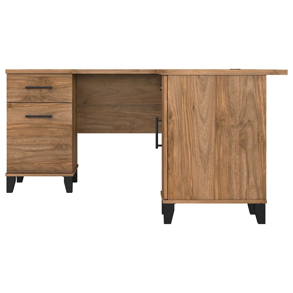 Bush Somerset 60&quot; L-Shaped Desk with Hutch in Fresh Walnut, , large