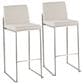 Lumisource Fuji High Back Barstool with Beige Fabric in Stainless Steel (Set of 2), , large