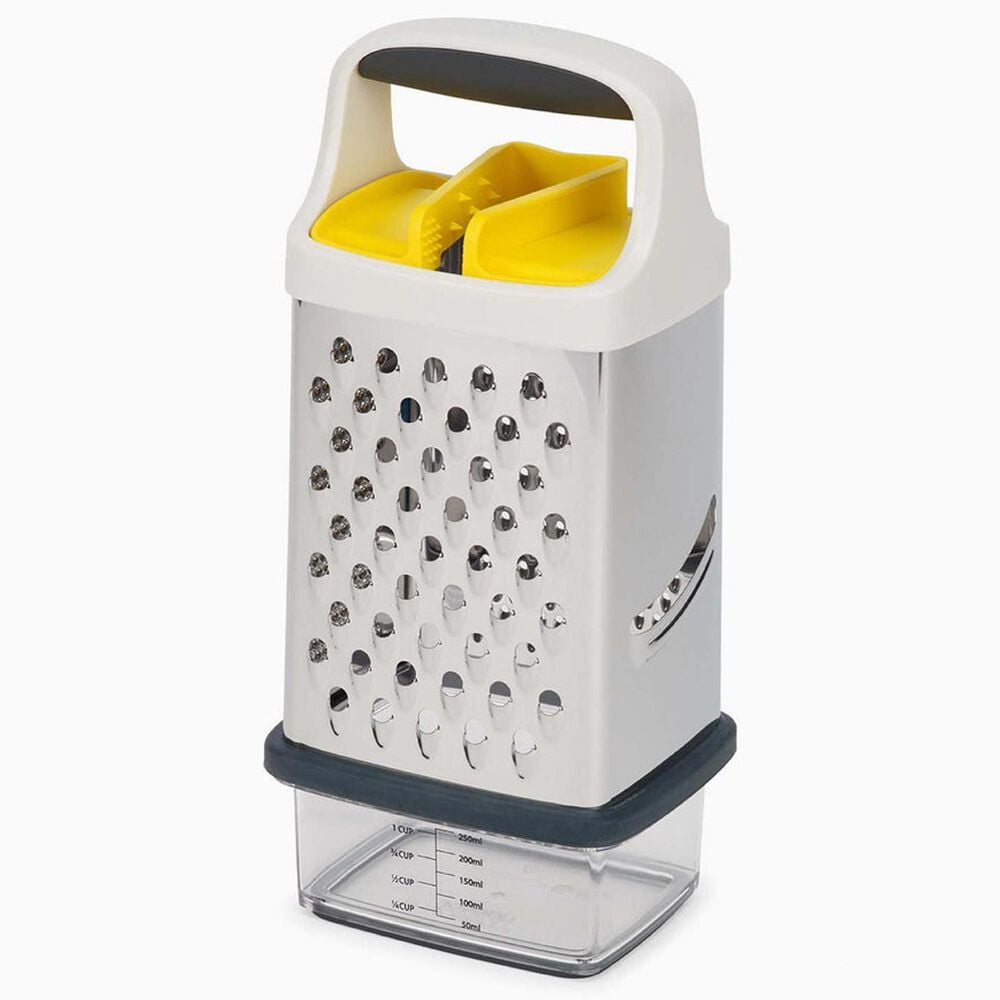 Joseph Joseph Multi-Grip Box Grater with Precision Food-Grip in Stone and Yellow, , large