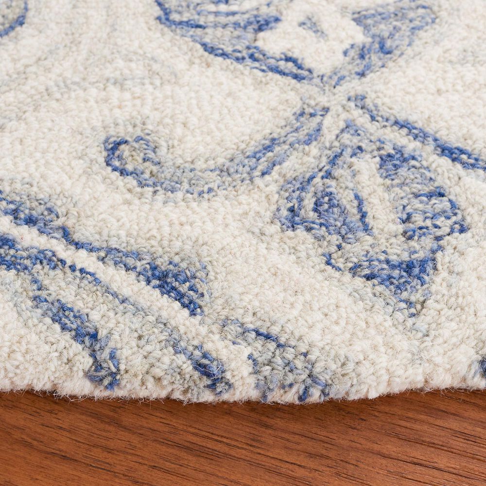Safavieh Micro-Loop MLP532A 5&#39; Round Ivory and Blue Area Rug, , large