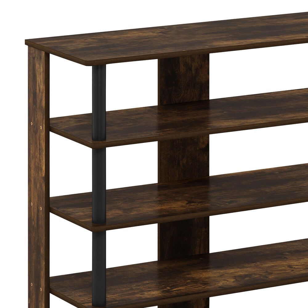 HOMLUX 5-Tier Shoe Rack in Amber Pine and Black, , large