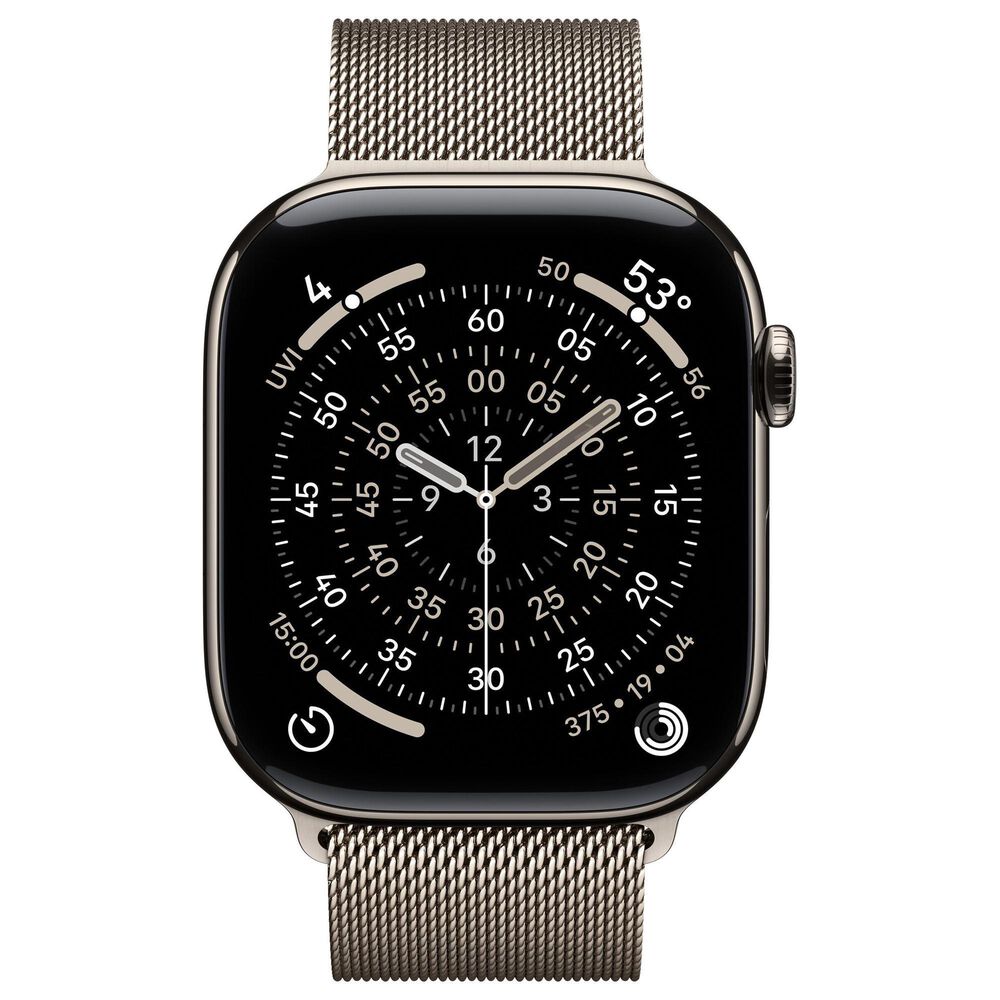 Apple Watch Series 11 (GPS+Cellular) 46mm Titanium Case with Milanese Loop - M/L in Natural and 2-Year AppleCare+, , large