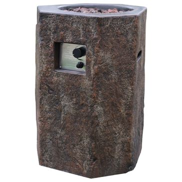 Elementi Fire Basalt Hexagon Liquid Propane Fire Column in Brown, , large