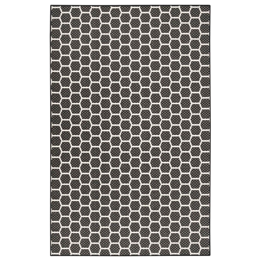 Nourison Twist Reversible 6" x 9" Black Indoor/Outdoor Area Rug, , large
