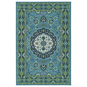 Kaleen Rugs Sunice 2"2" x 8" Light Blue, Lime Green, Navy and Ivory Runner, , large