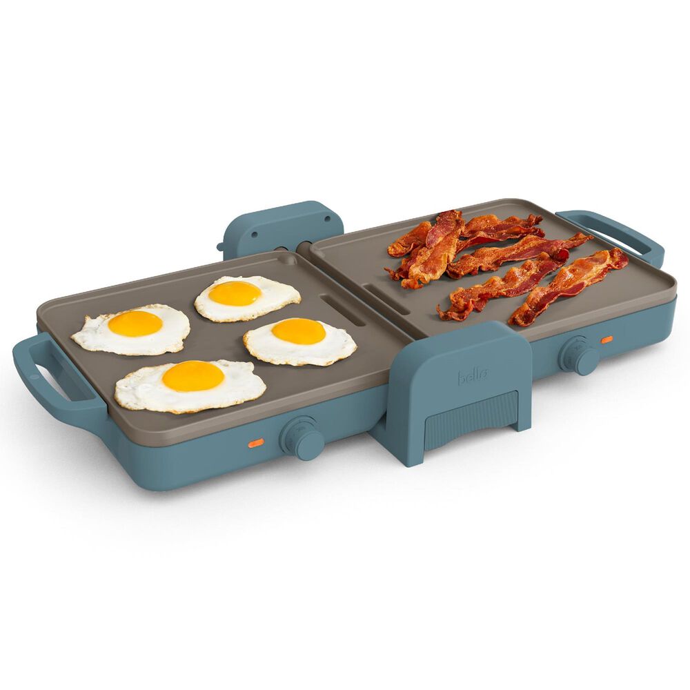 Bella 10&quot; x 20&quot; Ceramic Fold and Store Dual Temp Griddle in Surf, , large