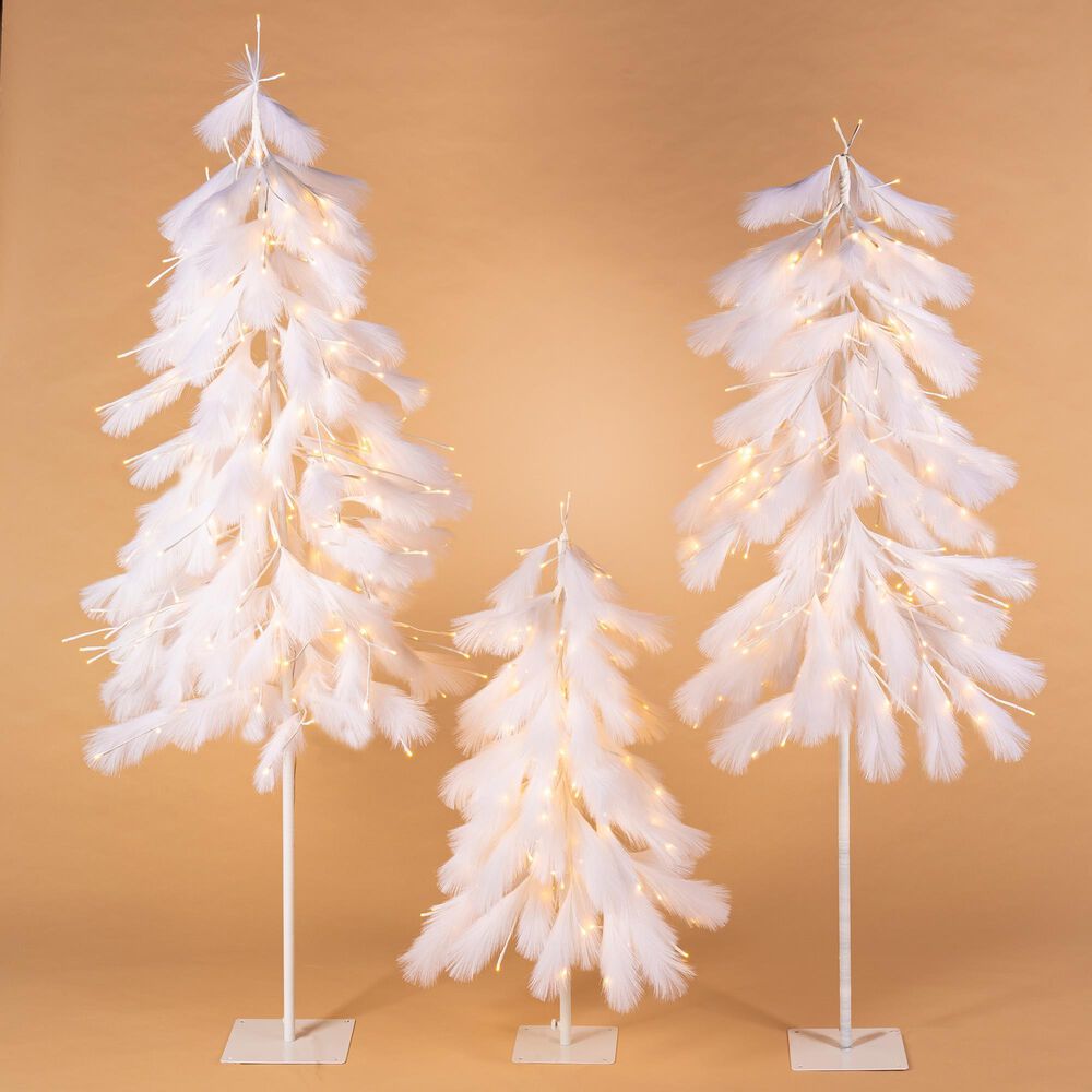 The Gerson Company 4&#39; Downswept Tree with 190 Warm White Lights in White, , large