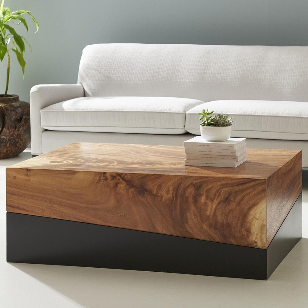 TimberHaus Geometry Coffee Table in Natural and Black, , large