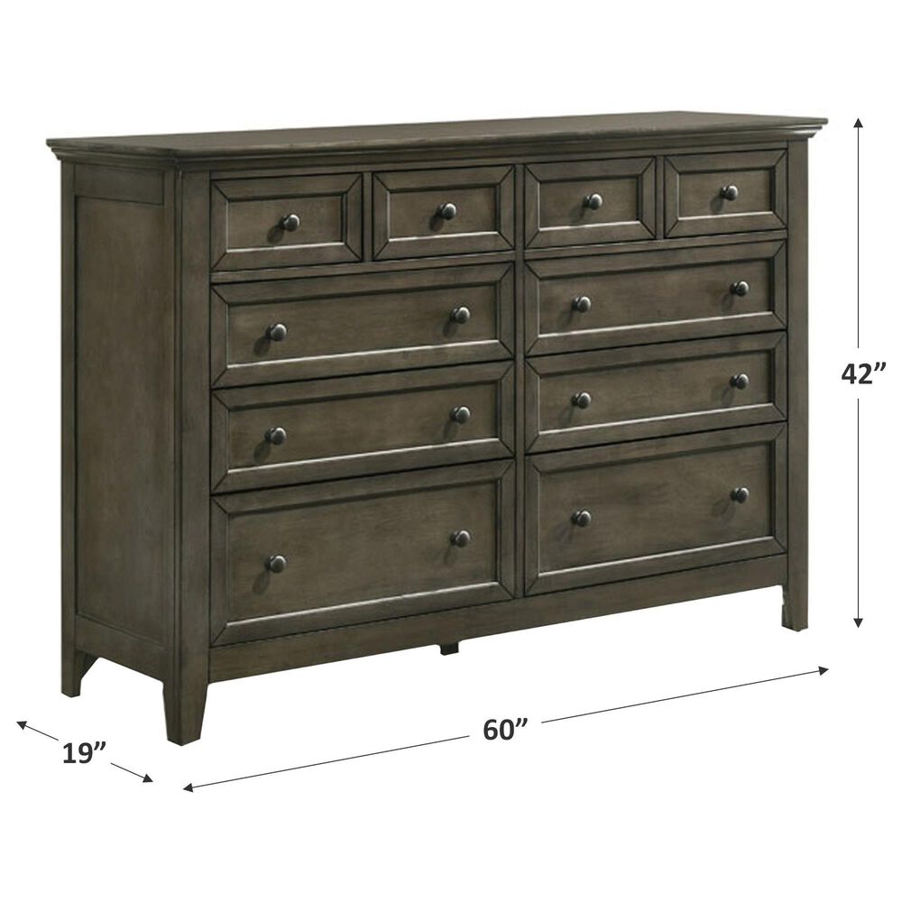 Hawthorne Furniture San Mateo 10 Drawer Dresser in Gray, , large
