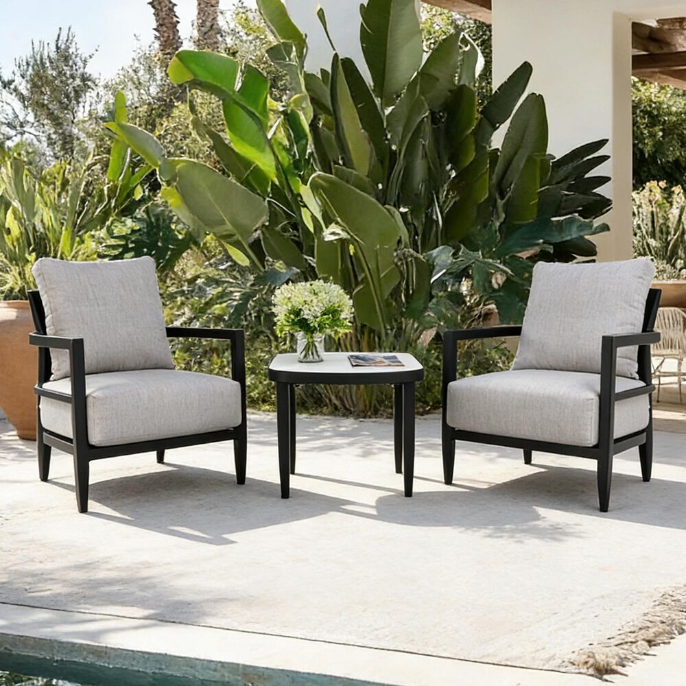 Hearth and Haven 3-Piece Outdoor Aluminum Club Chair Set with Side Table in Cast Silver, , large