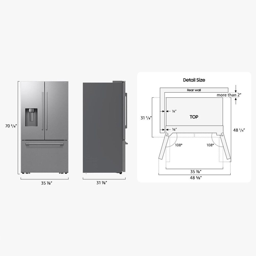 Samsung Bespoke AI 29 Cu. Ft. French Door Refrigerator with Zero Clearance Fit and Dual Auto Ice Maker in Fingerprint Resistant Stainless Steel, , large