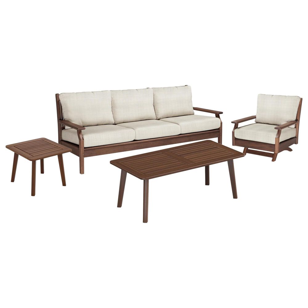 Timbertrail Foundations and Opal 4-Piece Patio Conversation Set with Chocolate Brown Frame in Beige, , large