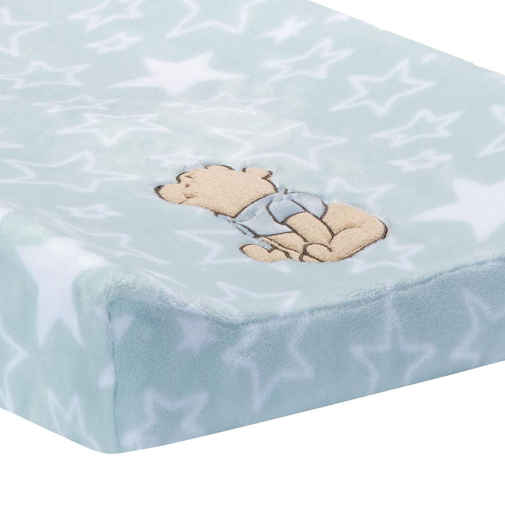 Lambs and Ivy Starlight Pooh Changing Pad Cover in Blue, Brown and Yellow, , large