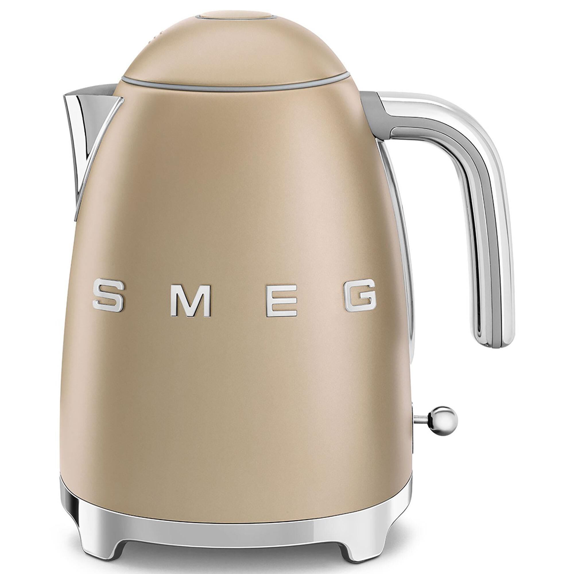 Smeg 7 Cup Stainless Steel Retro Style Electric Kettle in Matte Champagne NFM