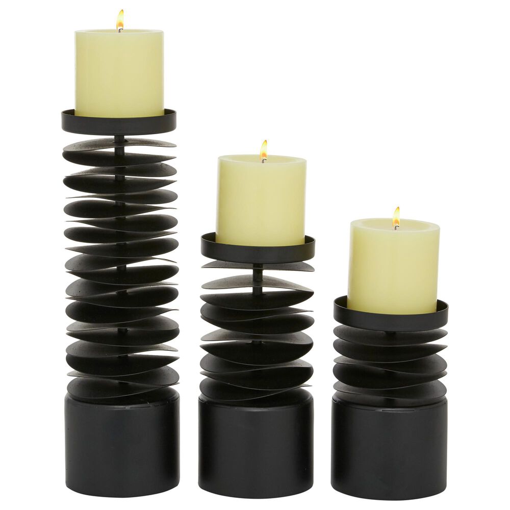 Maple and Jade Pillar Candle Holder in Black &#40;Set of 3&#41;, , large