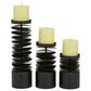 Maple and Jade Pillar Candle Holder in Black (Set of 3), , large