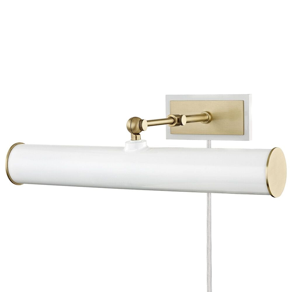 Mitzi Lighting Holly 2-Light Plug-In Picture Light in Aged Brass and White, , large