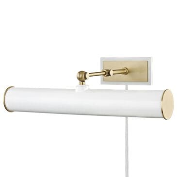 Mitzi Lighting Holly 2-Light Plug-In Picture Light in Aged Brass and White, , large