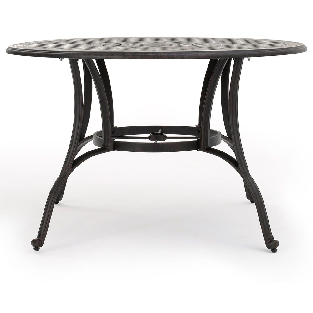 Hearth and Haven Outdoor Cast Aluminum Circular Dining Table with Curved Legs in Bronze, , large