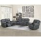 Crystal City Isabella Manual Reclining Loveseat with Console in Gray, , large
