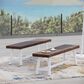 HOMLUX Carlisle Outdoor Bench in Dark Brown and White (Set of 2), , large