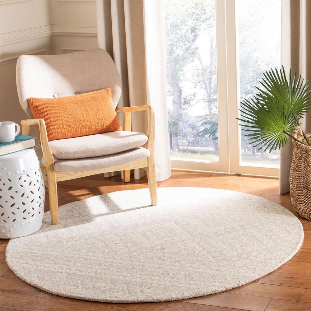 Safavieh Micro-Loop Southwestern 5&#39; Round Gray and Ivory Area Rug, , large