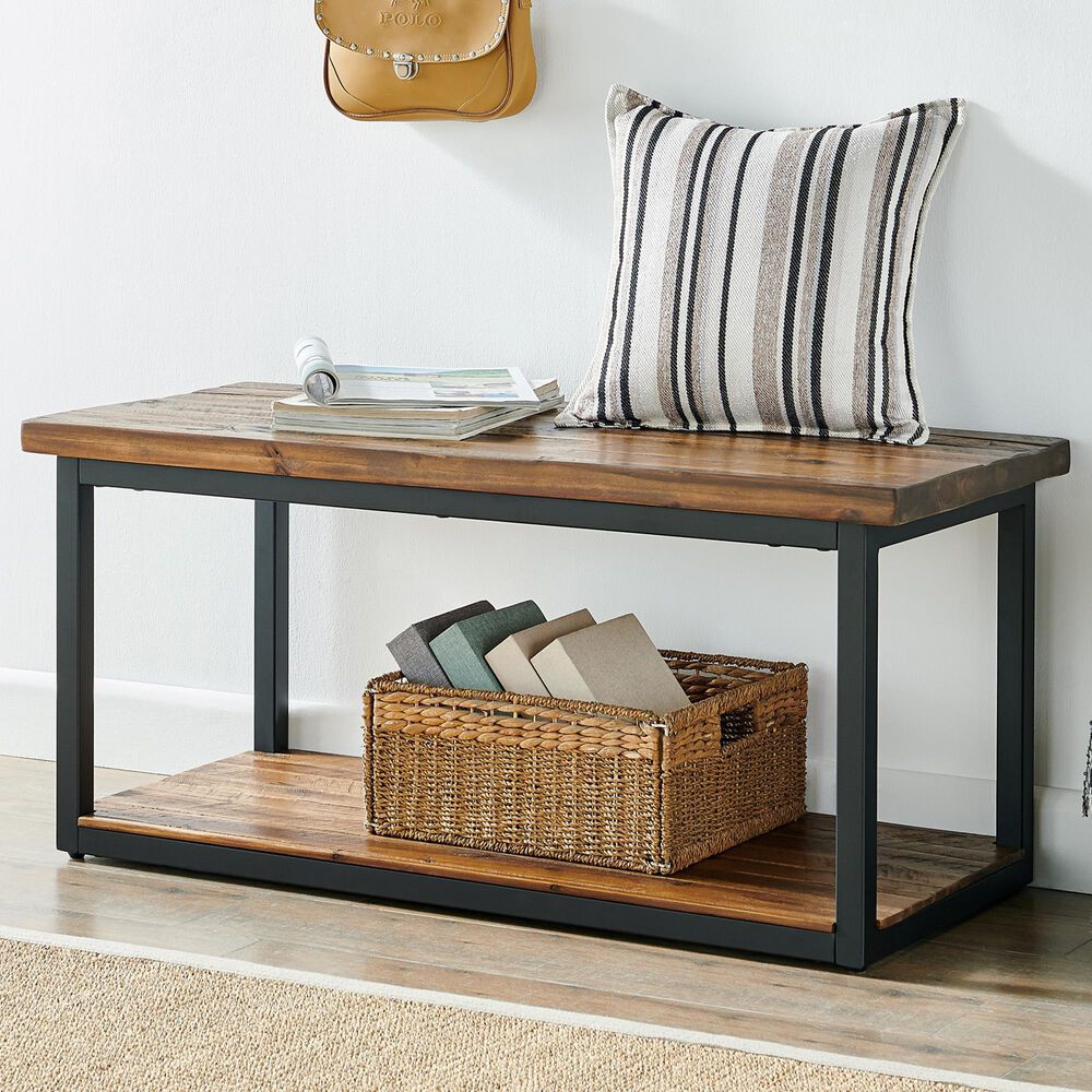 Timberlake Claremont 40&quot; Bench in Black and Brown, , large