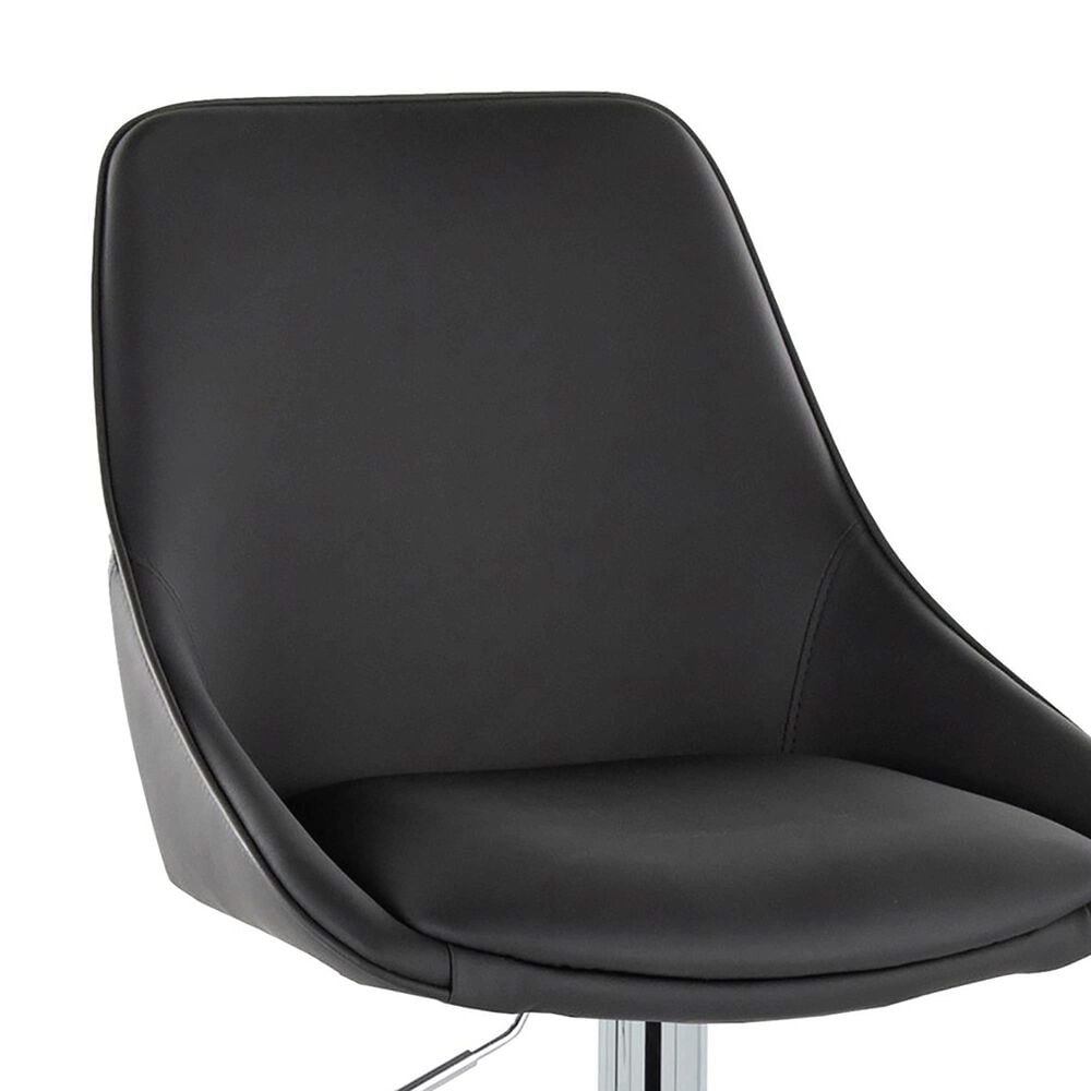 LumiSource Diana Adjustable Barstool with Black Faux Leather Upholstery in Chrome (Set of 2), , large