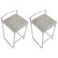 LumiSource Fuji 26" Stacker Counter Stool with Light Grey Cowboy Upholstery in Brushed Stainless Steel (Set of 2), , large