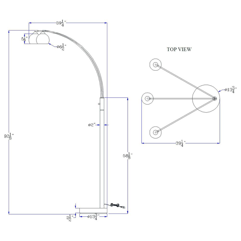 Cal Lighting Richford 3 Lit arc floor lamp, , large