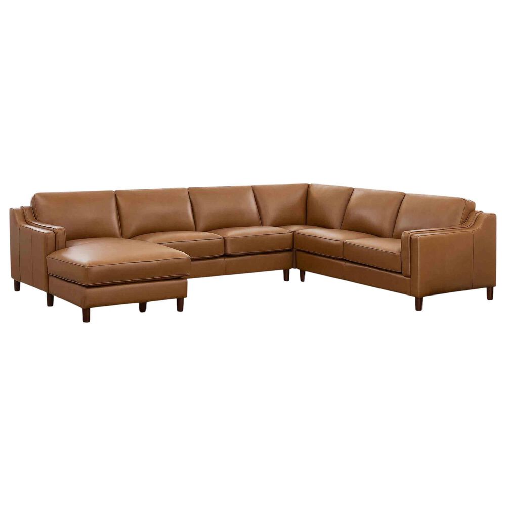 Hydeline Bella 4 Piece Leather Sectional in Cognac, , large