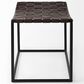 Mercana Clarissa Stool with Brown Leather Woven Seat in Black, , large