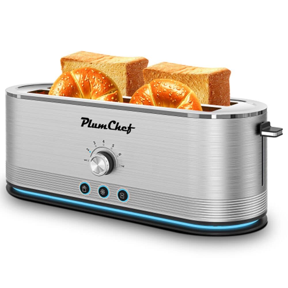 HOMLUX 4-Slice Toaster with 7 Browning Settings in Silver, , large