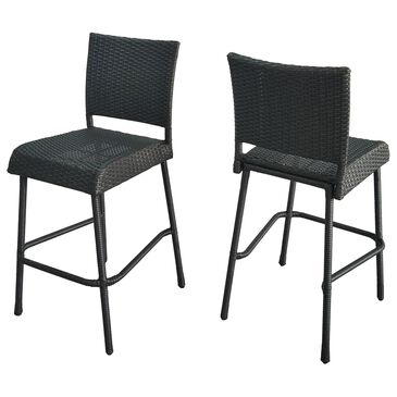 Hearth and Haven Outdoor Rattan Armless Barstool in Grey (Set of 2), , large