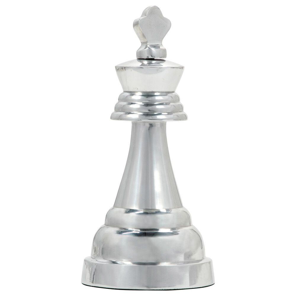 Sagebrook Home 9" King Chess Piece Sculpture in Silver, , large