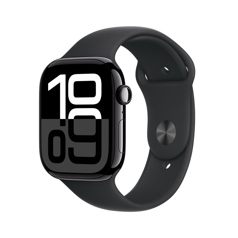 Apple Watch Series 10 GPS 46mm Jet Black Aluminum Case with Black Sport Band - M/L, , large