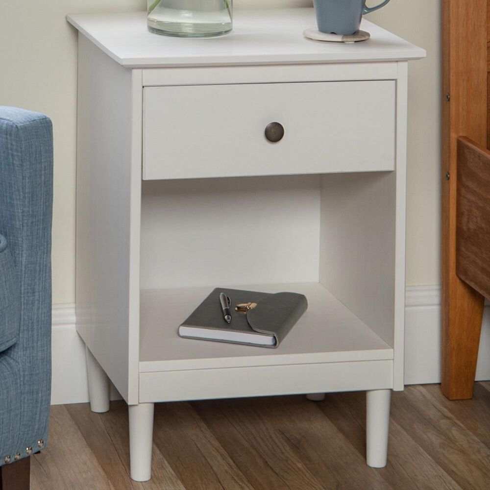 Walker Edison 1 Drawer Nightstand in White, , large