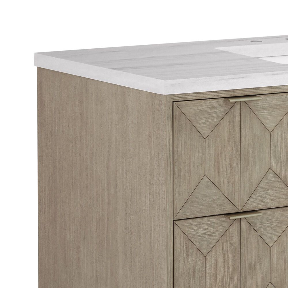 James Martin Vanities Emmeline 48&quot; Single Vanity in Pebble Oak with 3 cm Arctic Fall Solid Surface Top, , large