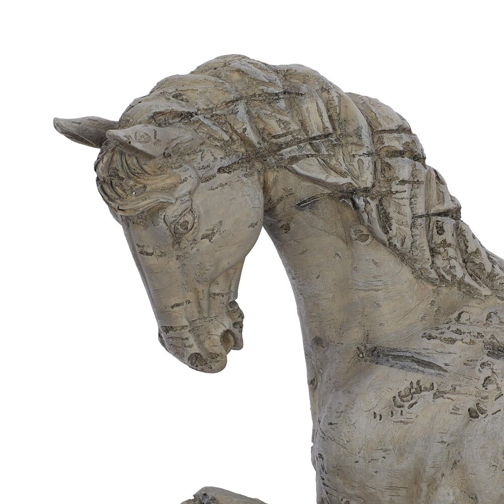 Maple and Jade 18&quot; Vintage Polystone Horse Sculpture in Beige, , large