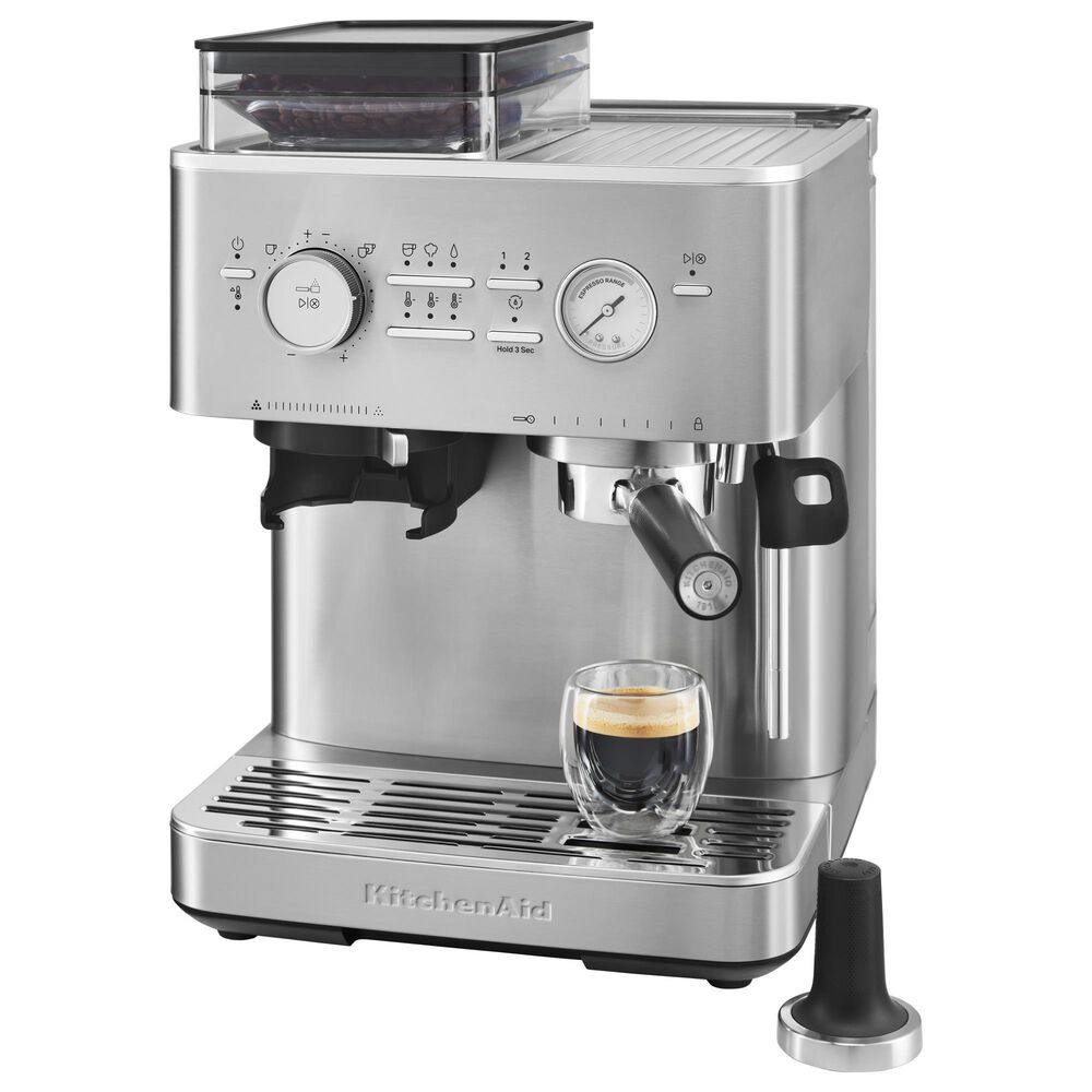 KitchenAid Semi Automatic Espresso Machine with Burr Grinder in Brushed Stainless Steel, , large