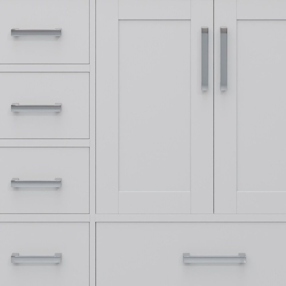 Lexora Home Jacques 36&quot; Right Offset Single Bathroom Vanity in White with 2 cm White Carrara Marble Top and Rectangular Sink, , large