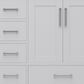 Lexora Home Jacques 36" Right Offset Single Bathroom Vanity in White with 2 cm White Carrara Marble Top and Rectangular Sink, , large