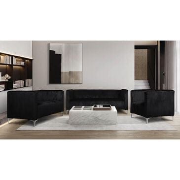 Titanic Furniture Austin Stationary Sofa in Black Velvet, , large