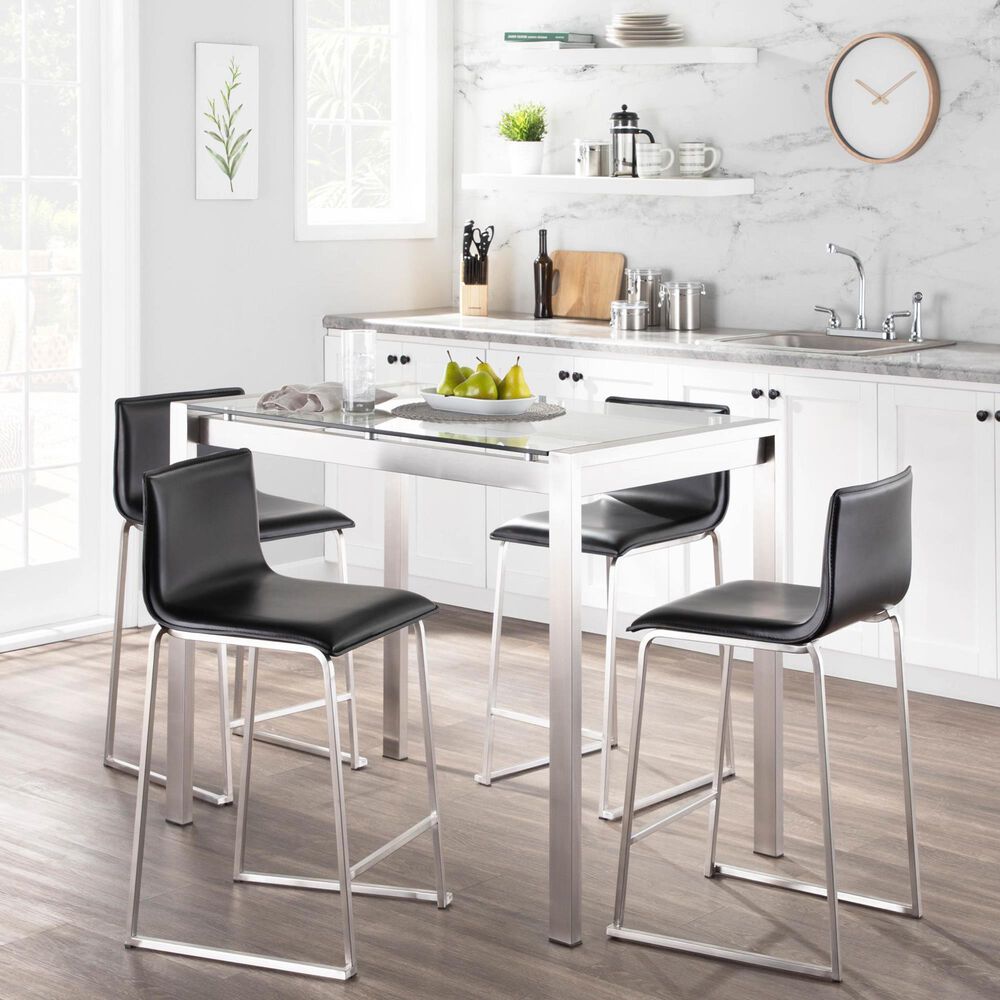 Lumisource Mara Counter Stool with Black Cushion in Stainless Steel &#40;Set of 2&#41;, , large