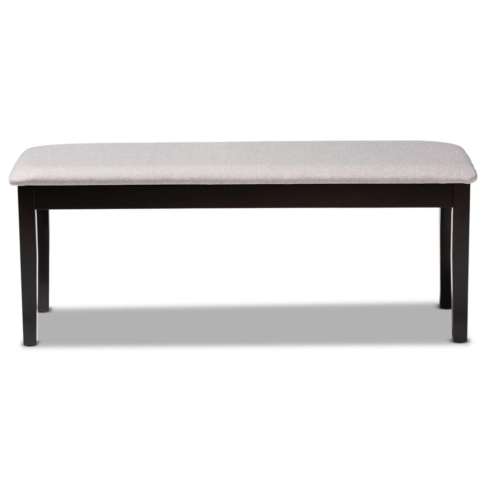 Baxton Studio Teresa Dining Bench with Grey Cushion in Dark Brown, , large